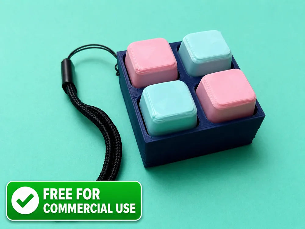 Mini 4-button fidget clicker keychain