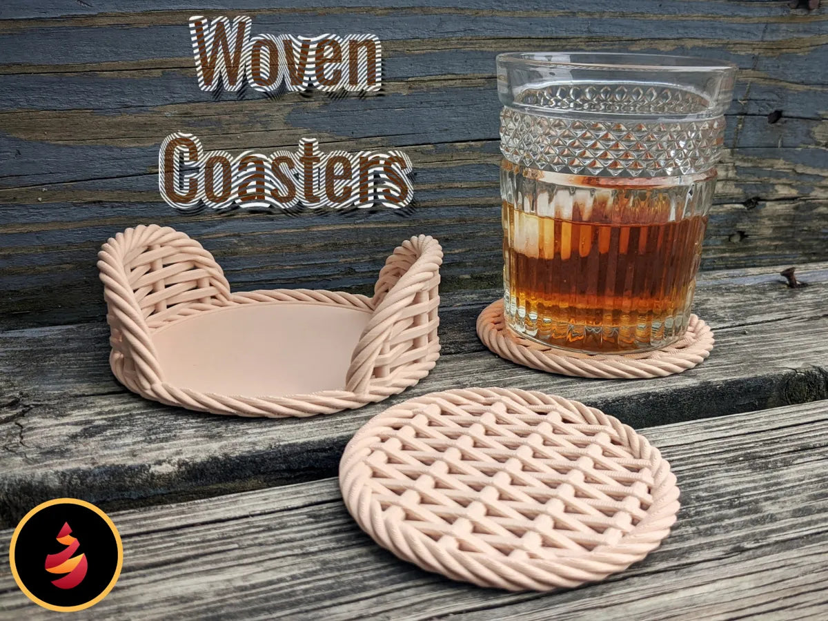 Woven coasters stacked