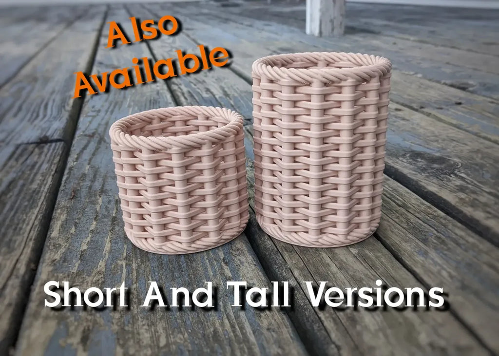 Woven pencil holders in three heights