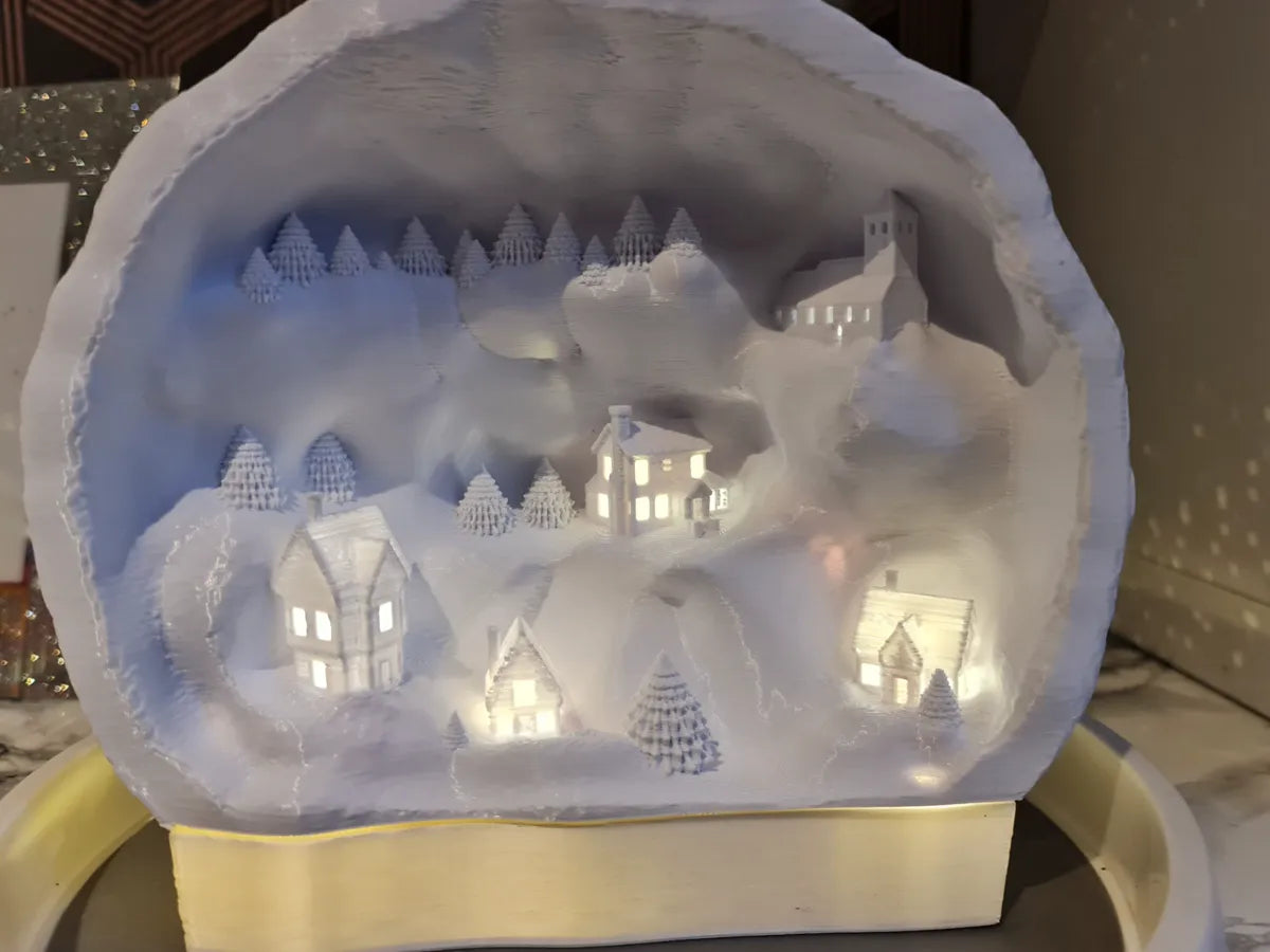 Christmas village snowball lit up