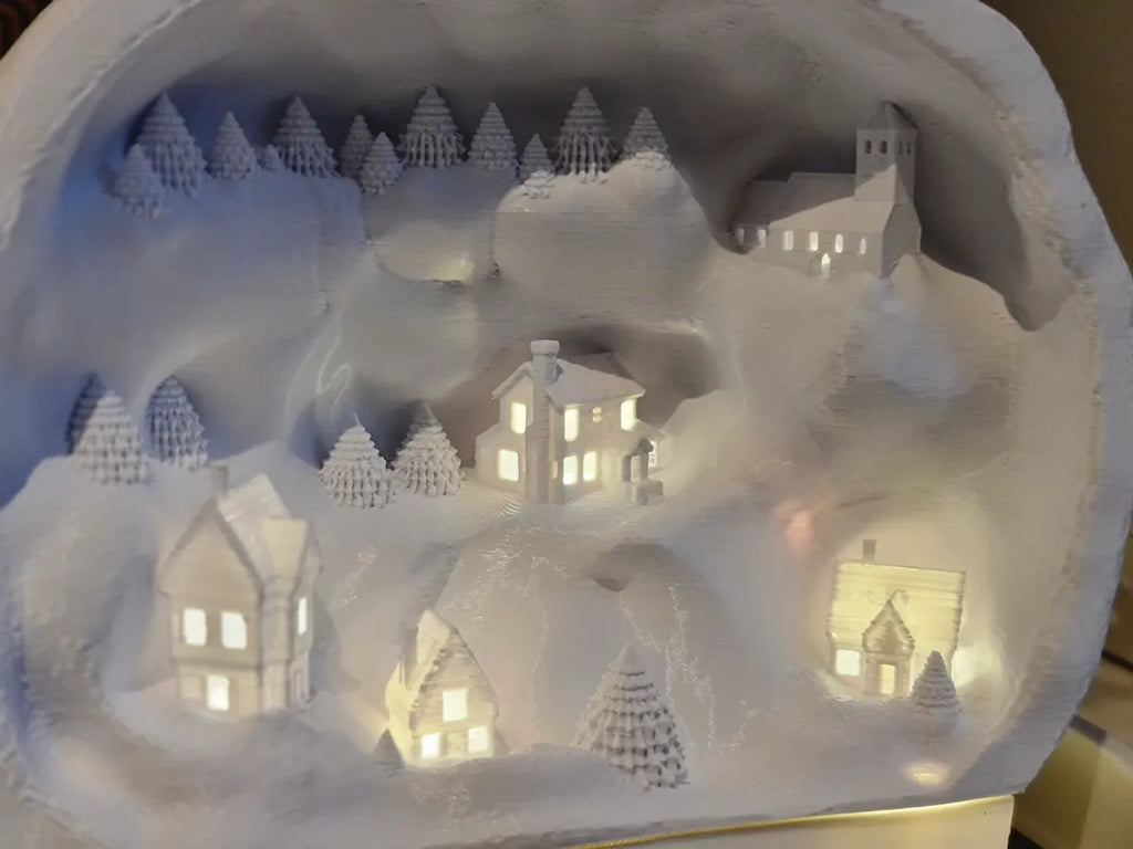 Snowy Christmas village light