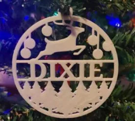 Personalized name Christmas ornament close-up