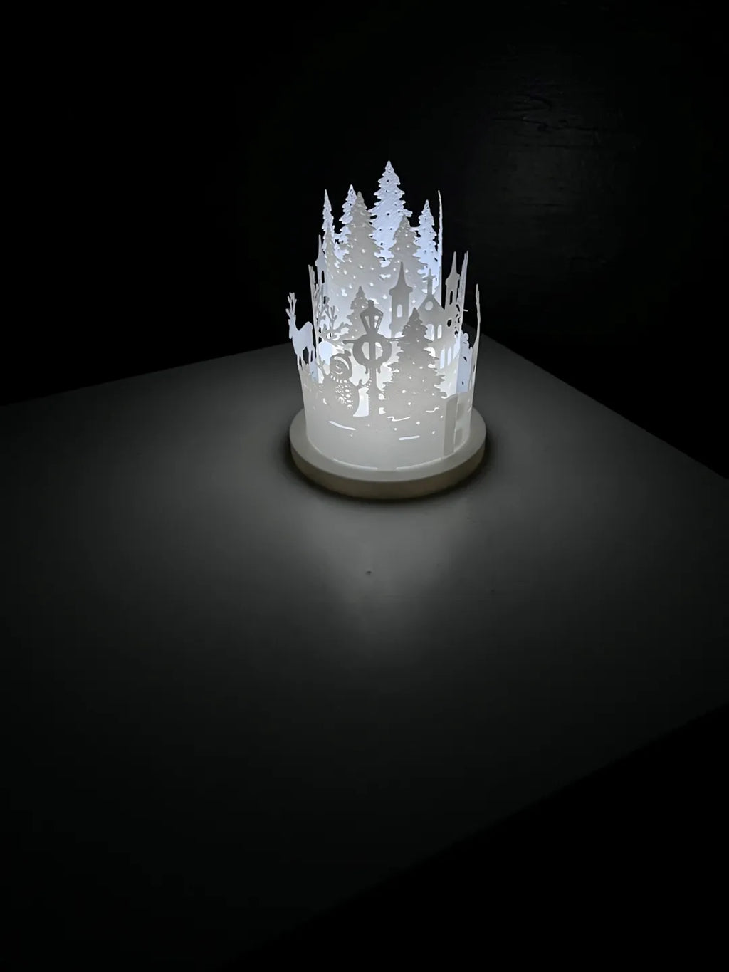 Lantern lit with a tea light