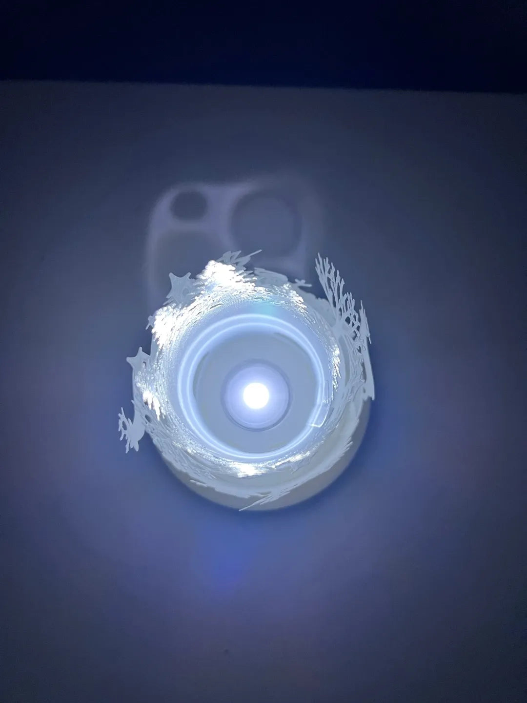 Deer and snowman lantern side view