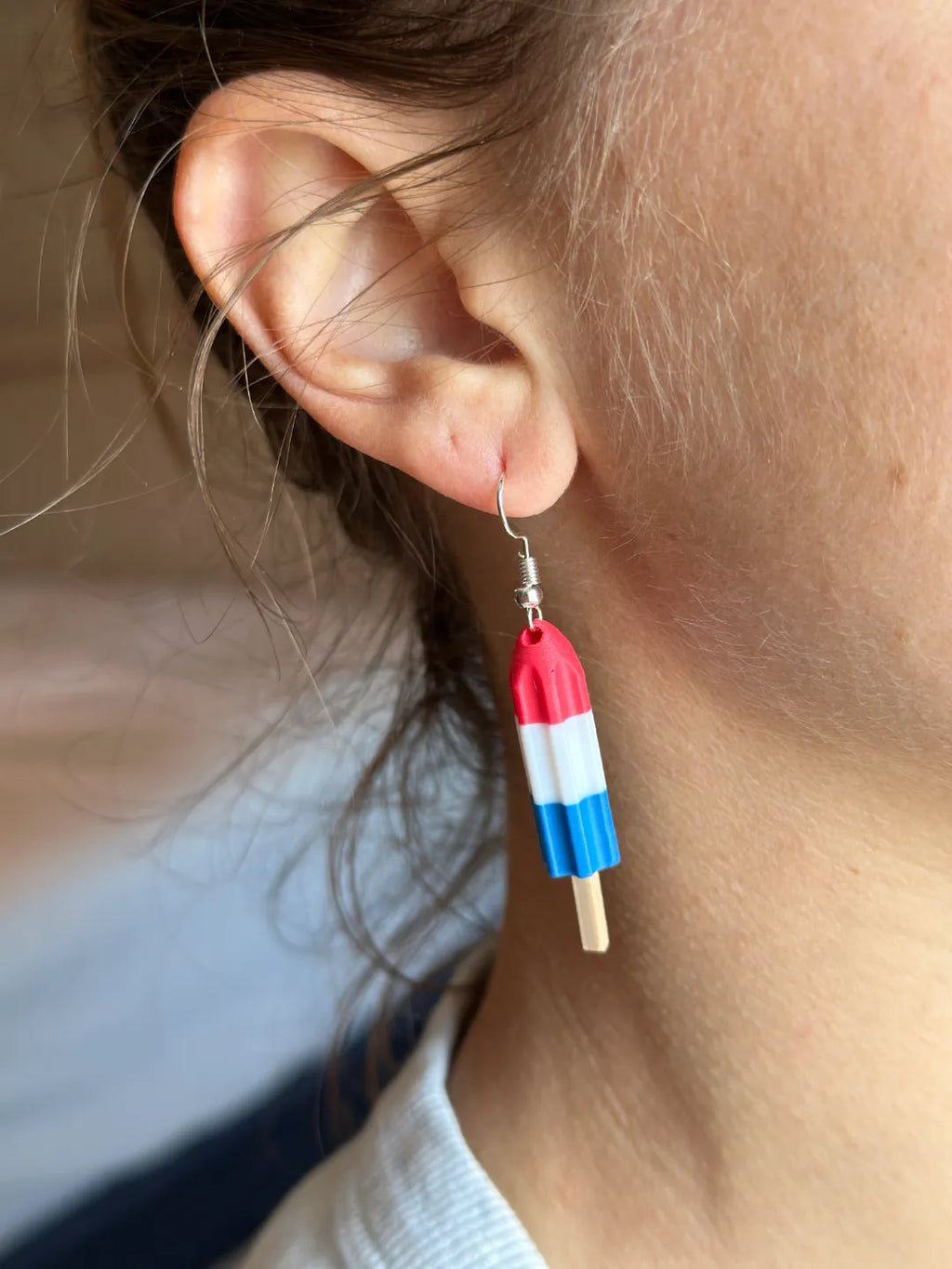 Popsicle earrings close-up