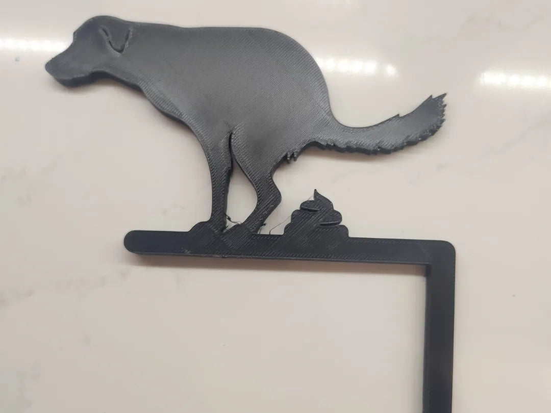 Pooping dog door corner sign