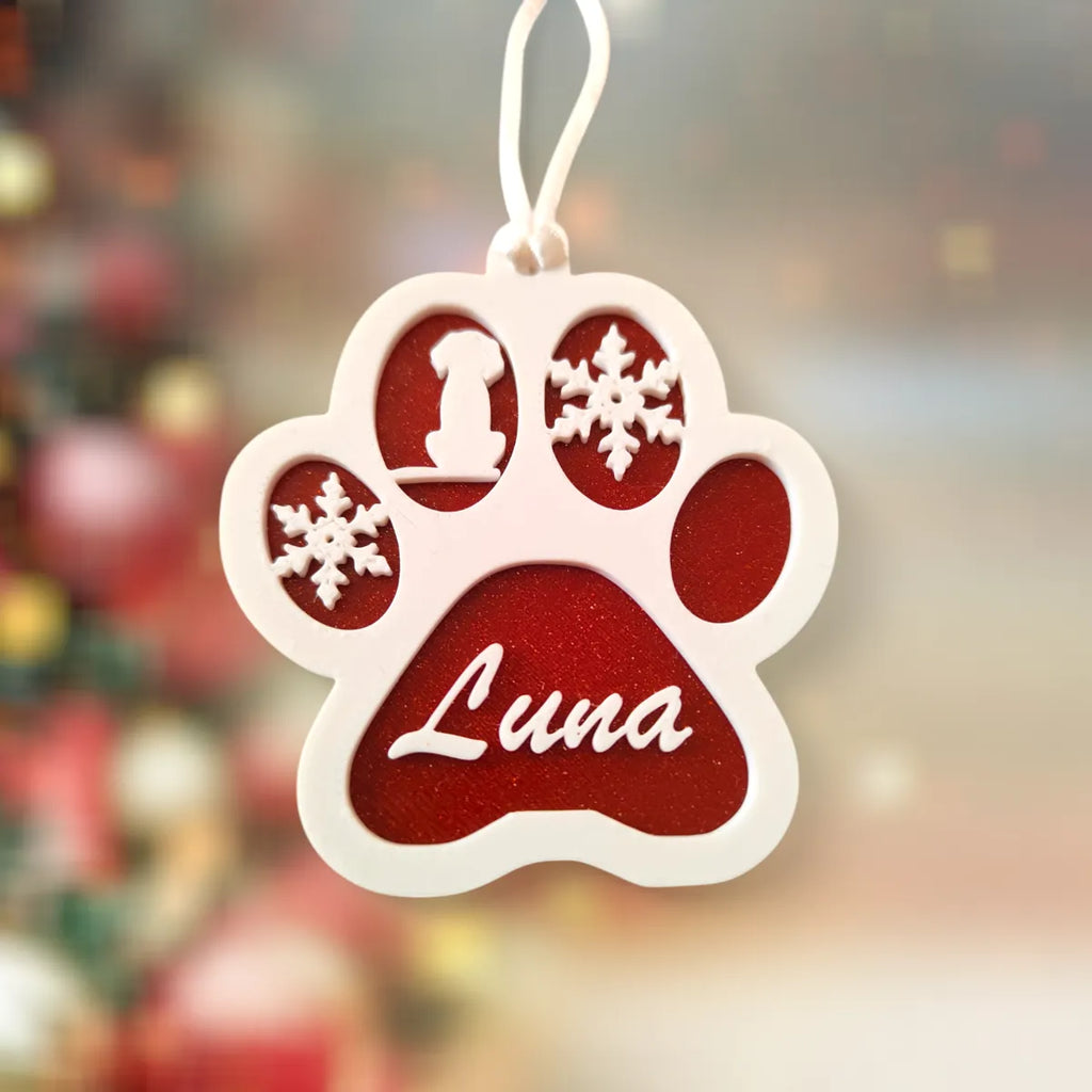 Dog paw ornament with name