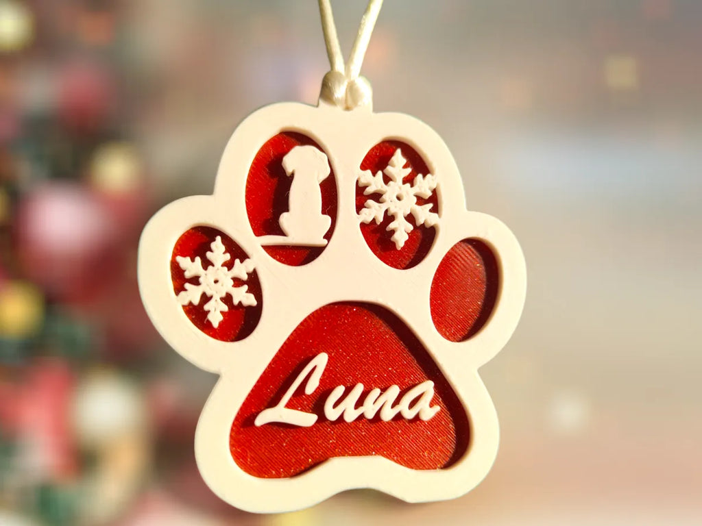 Personalized dog paw Christmas ornament