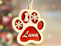 Personalized dog paw Christmas ornament