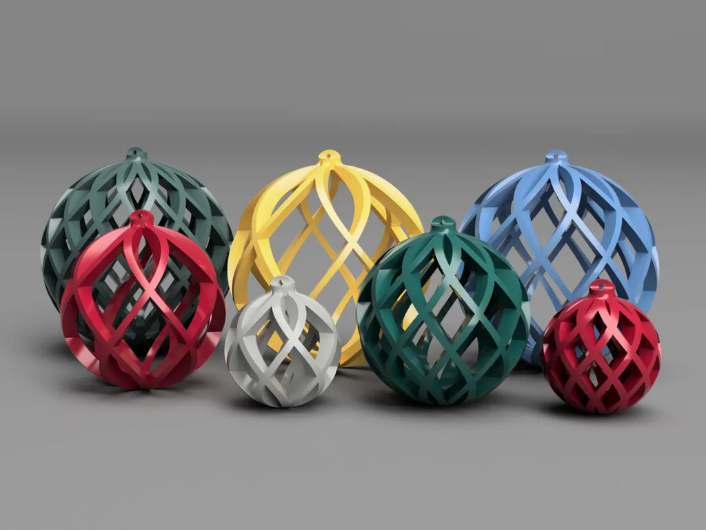 Ribbed ball ornaments