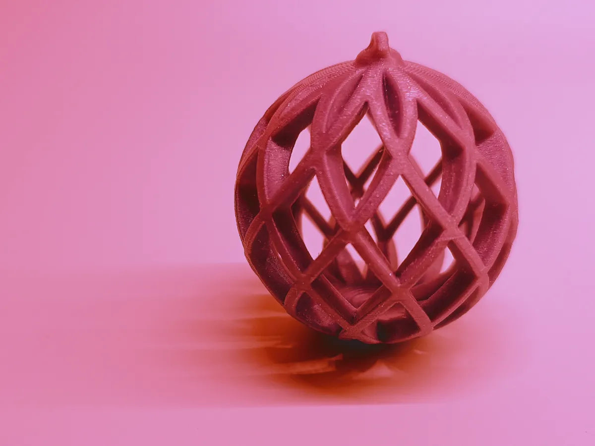 Ribbed ornament on a tree