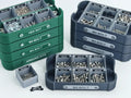 Stackable parts storage box with nameplate, designed by Meyui