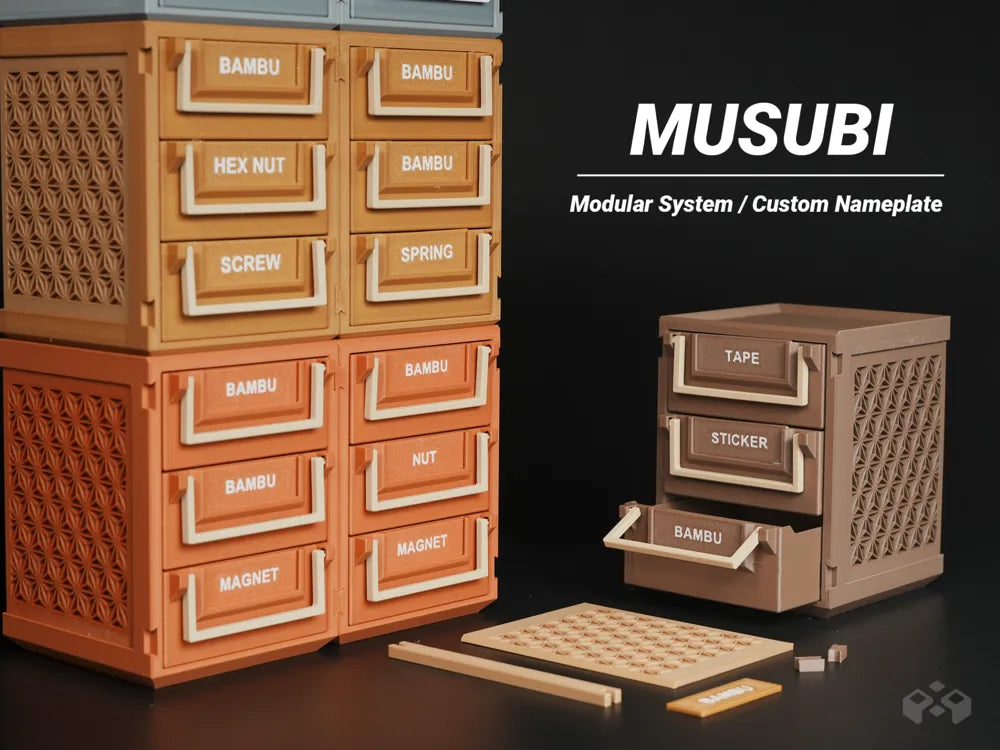 Modular stackable part storage drawers, designed by Meyui