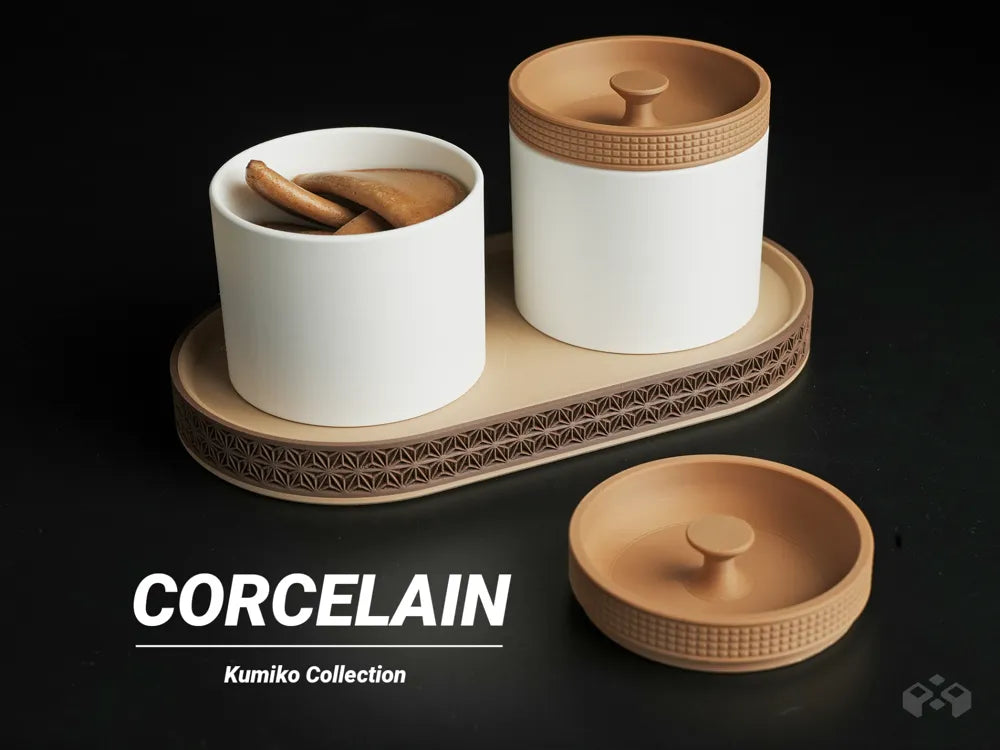 Corcelain Kumiko tray with lid, designed by Meyui