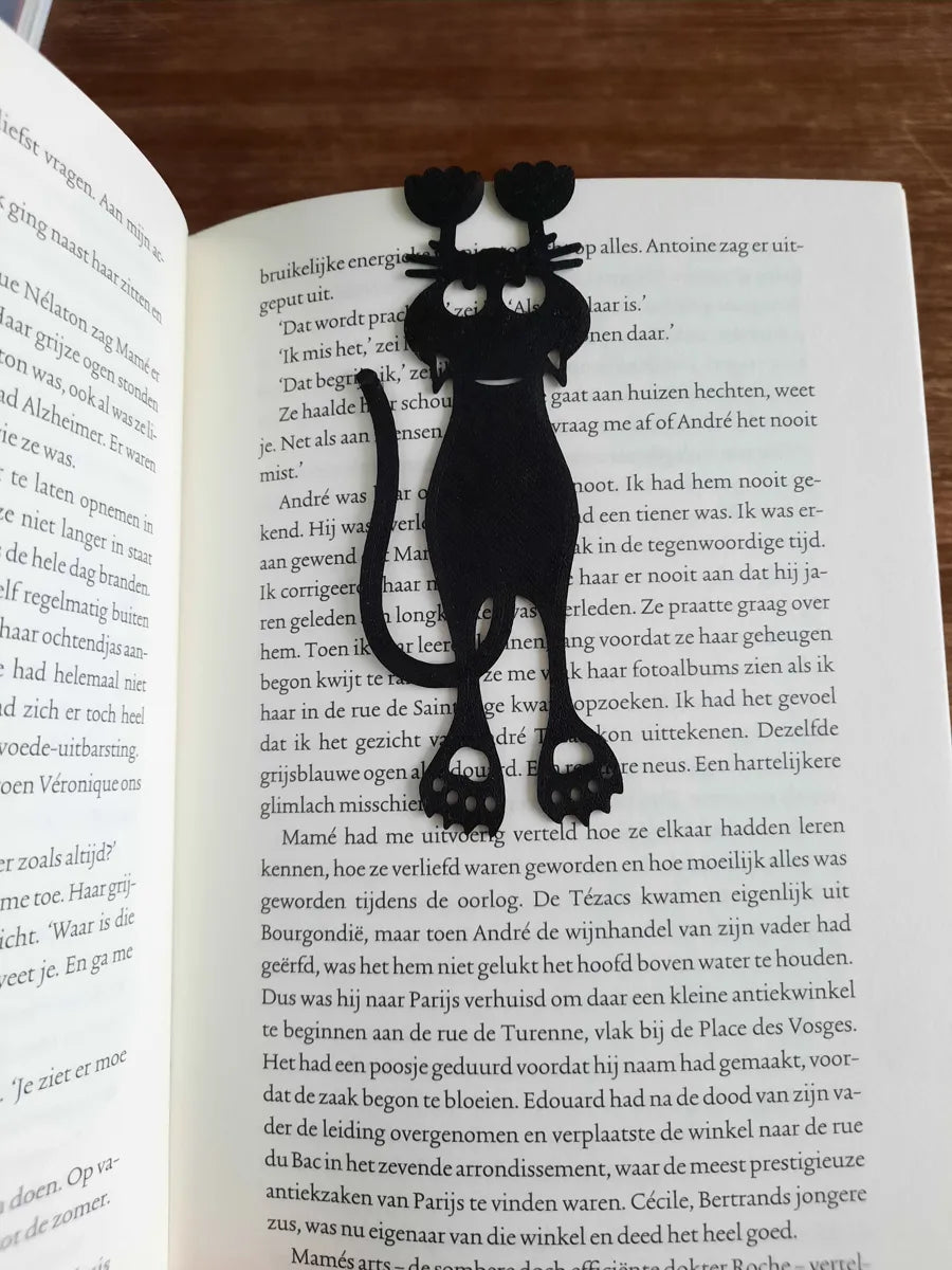 Cat bookmark on a book