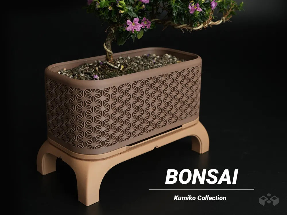Kumiko rectangle bonsai planter, designed by Meyui