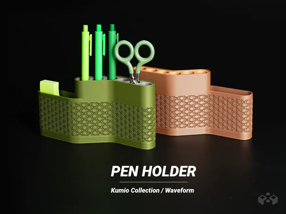 Waveform pen holder with slot, designed by Meyui