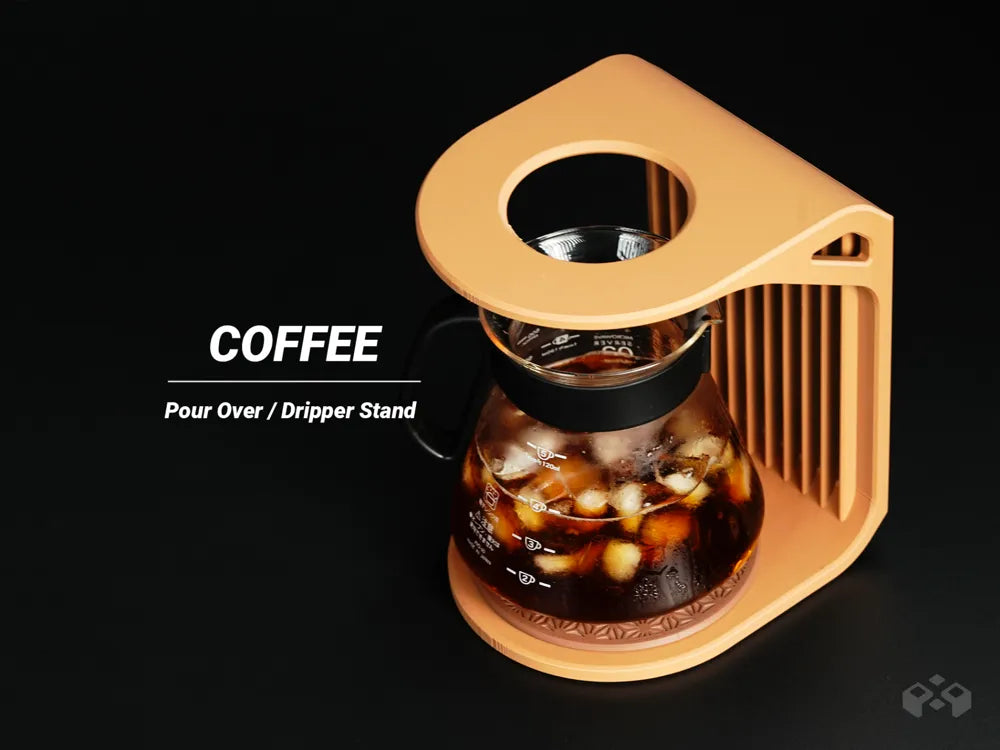 Coffee dripper stand with Asanoha pad, designed by Meyui