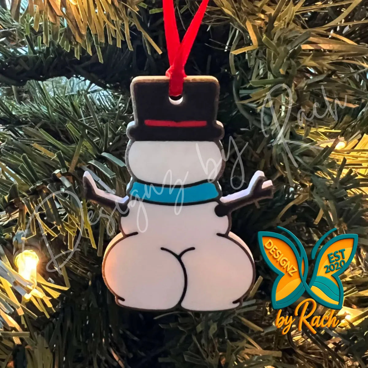 Snowman booty Christmas ornament