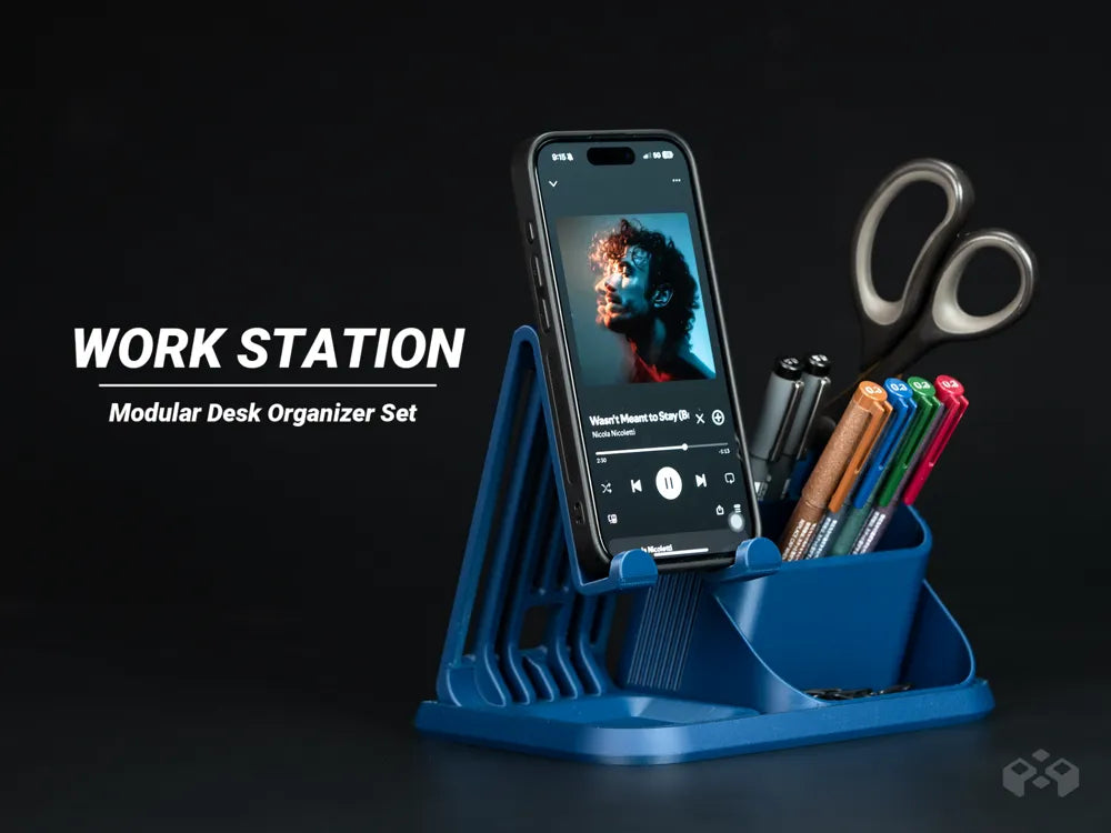 Modular desk organizer iPhone stand module, designed by Meyui