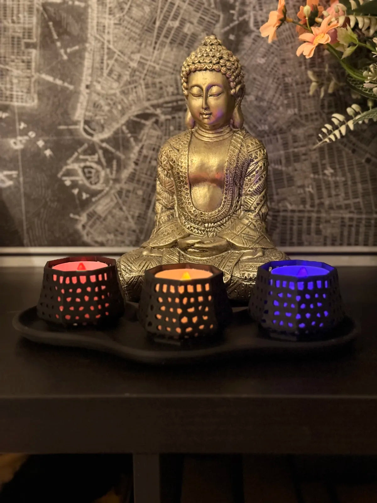 Tea light holders lit