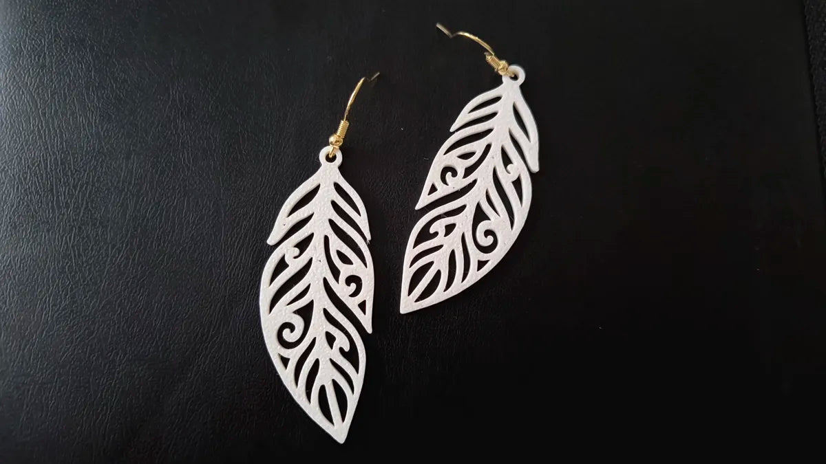 Feather earrings close-up