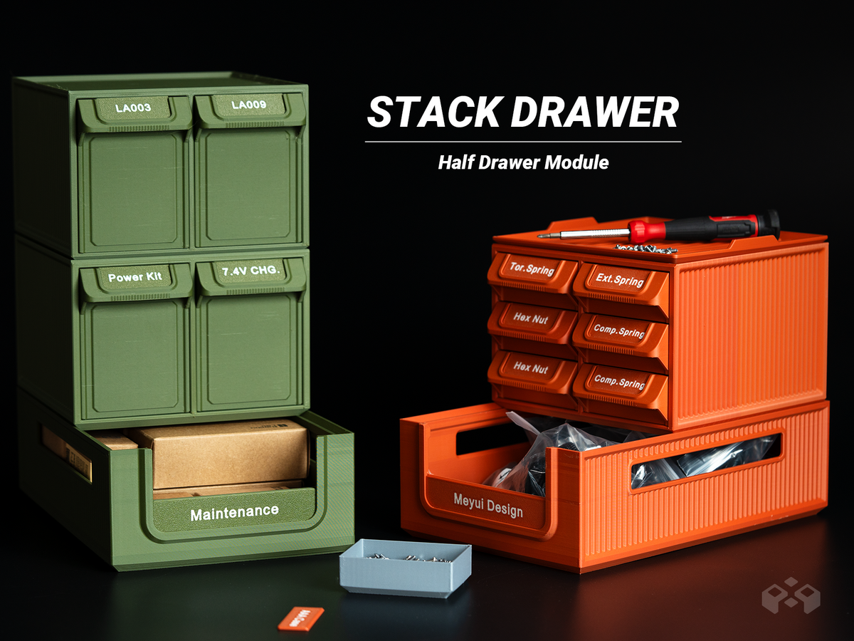 Workstation System Stackable Part Drawer Organizer, designed by Meyui