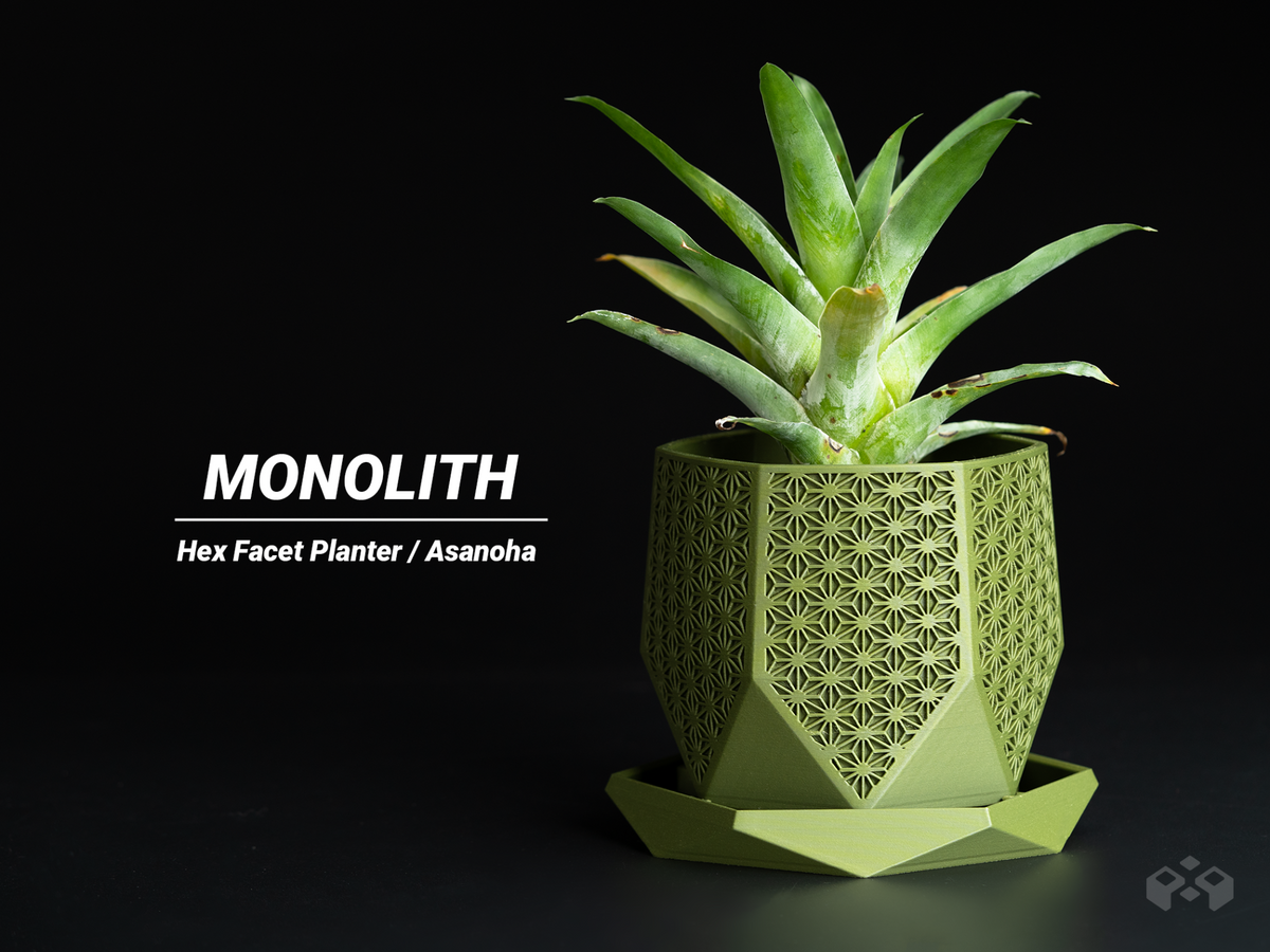 Hex Facet Planter – Monolith (Asanoha Edition), designed by Meyui