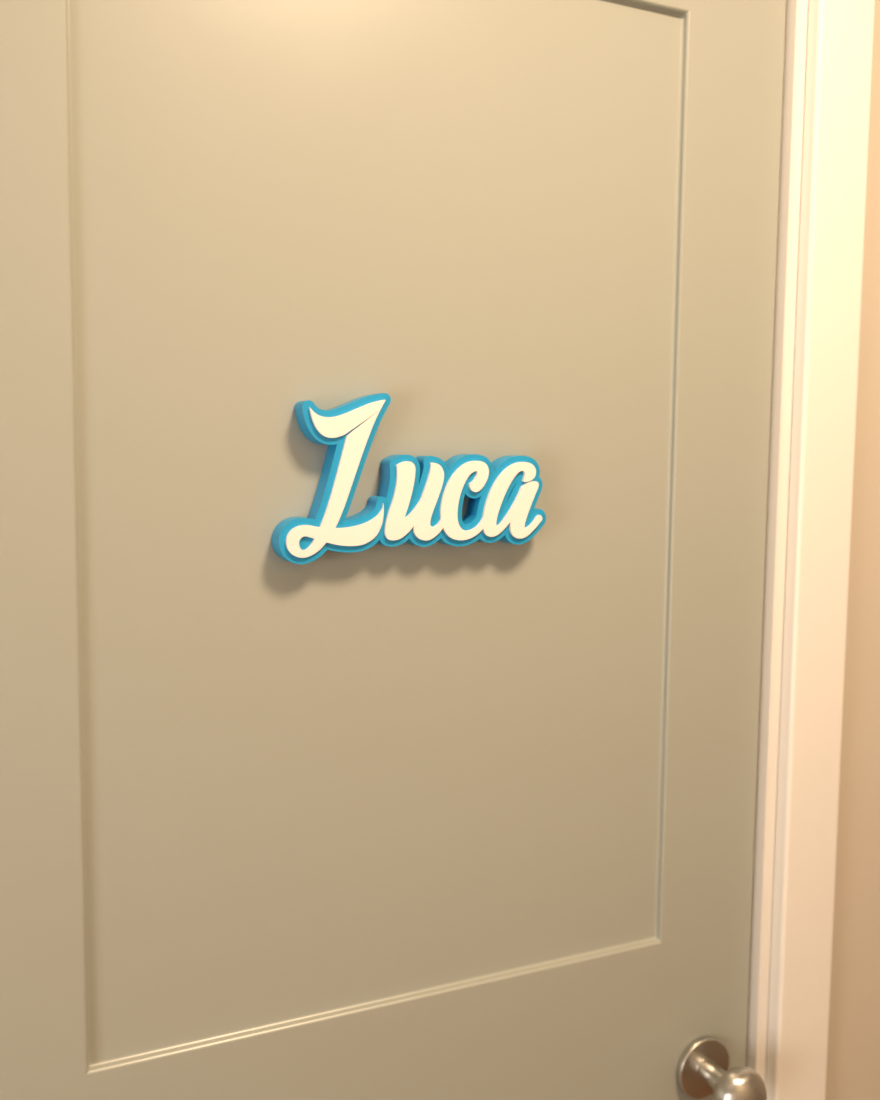 Kids door nameplate in blue