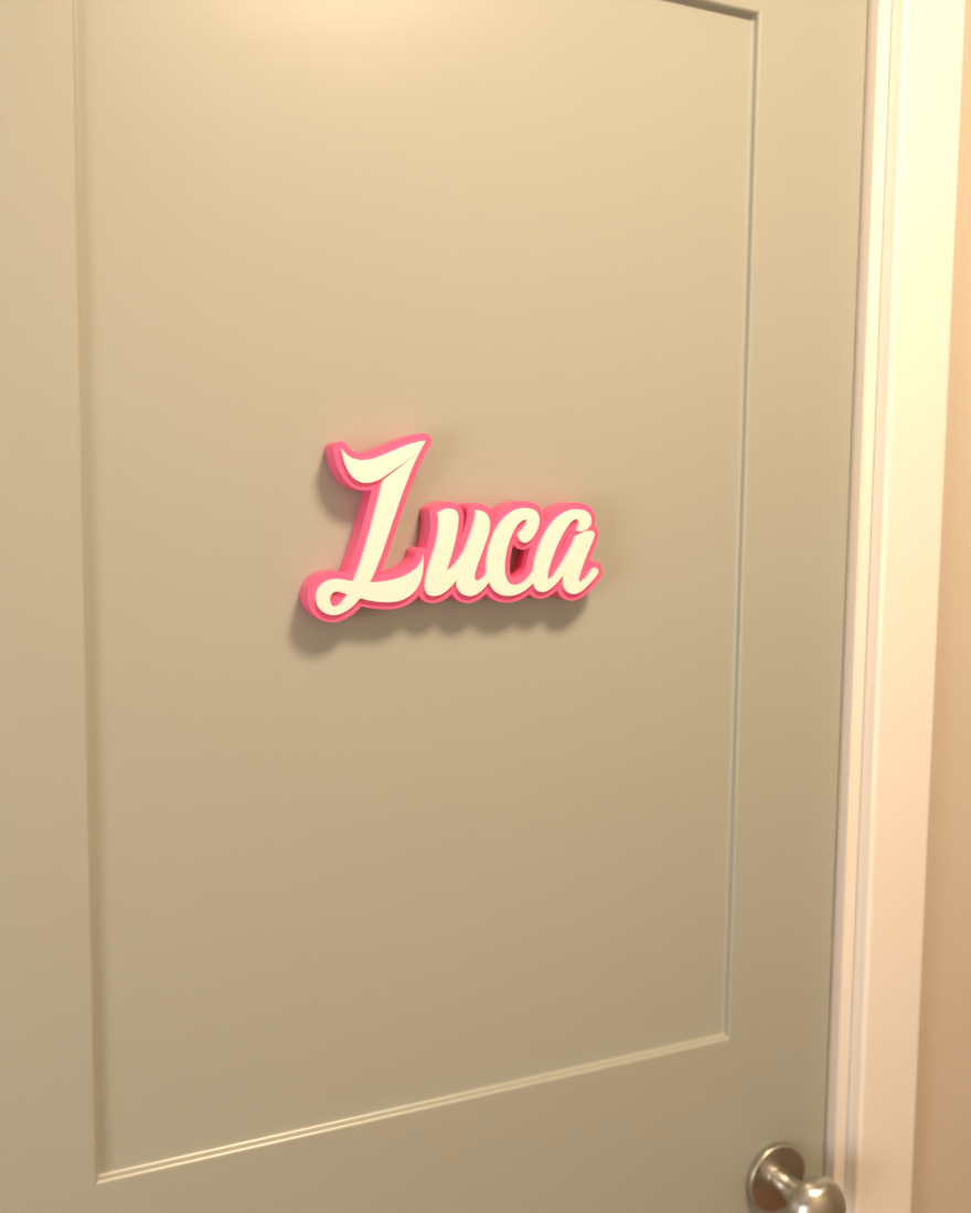 Kids door nameplate in pink