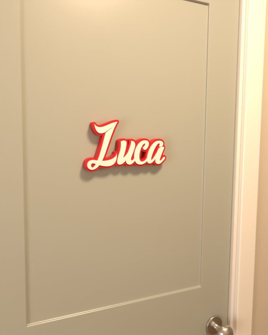Kids door nameplate in red