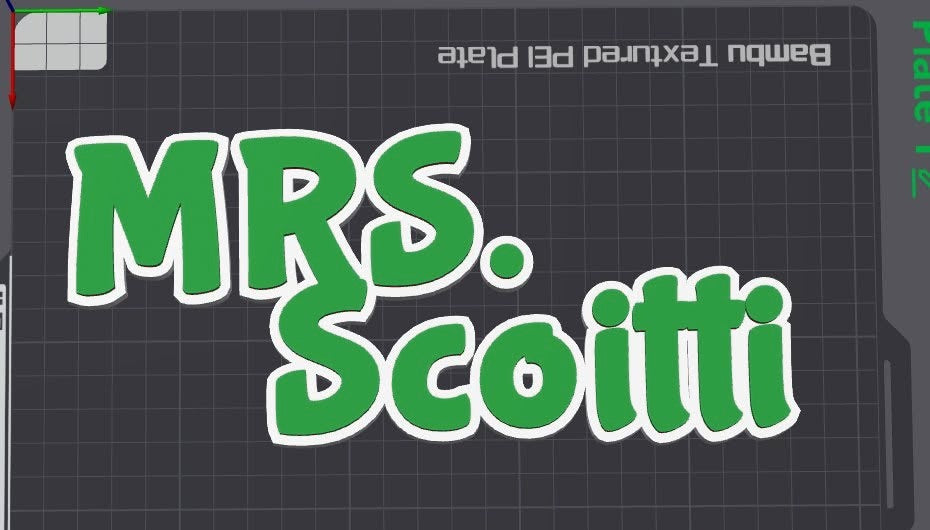 Teacher name plate in green