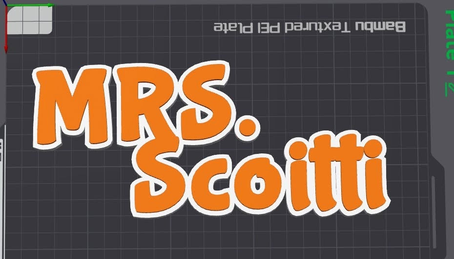 Teacher name plate in orange