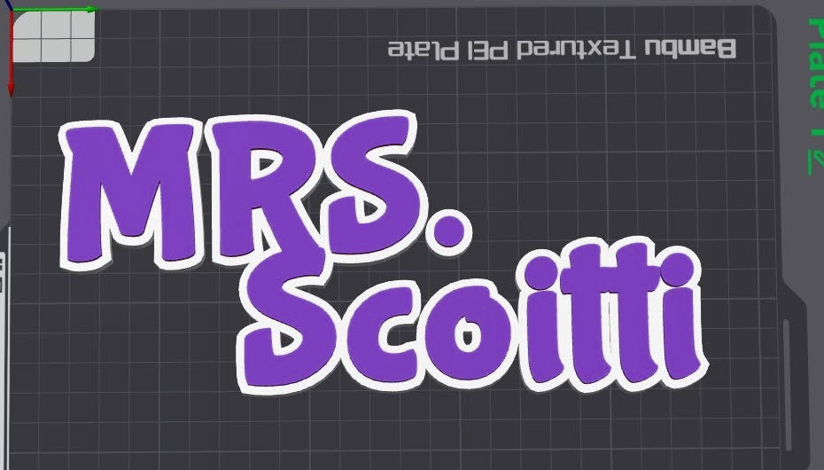 Teacher name plate in purple