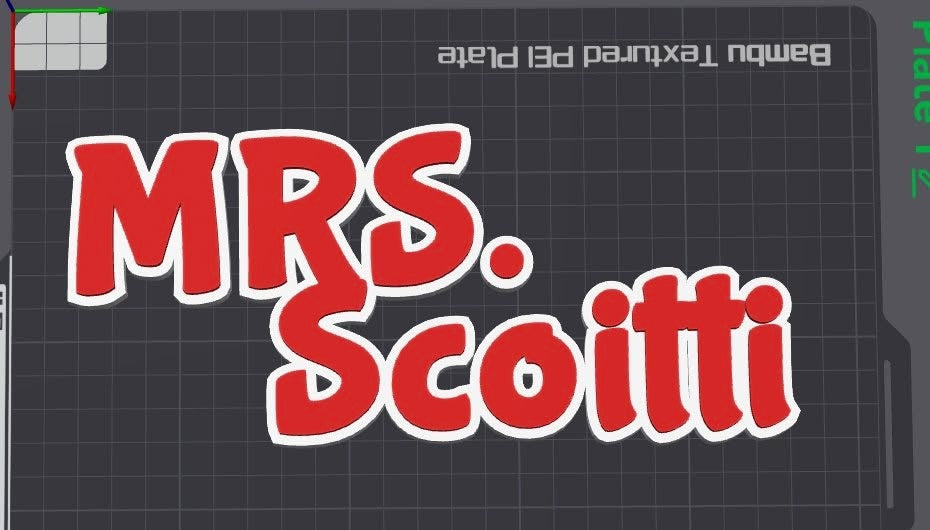 Teacher name plate in red