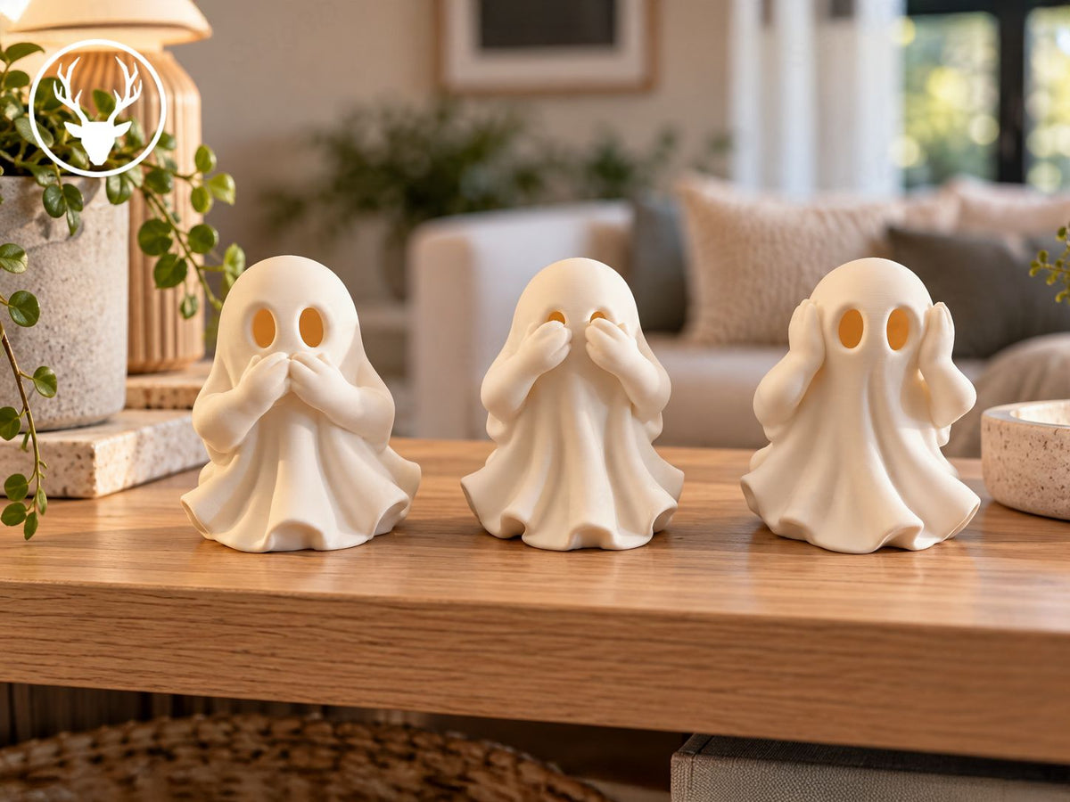 See no evil hear no evil speak no evil ghosts, designed by Stag 3D