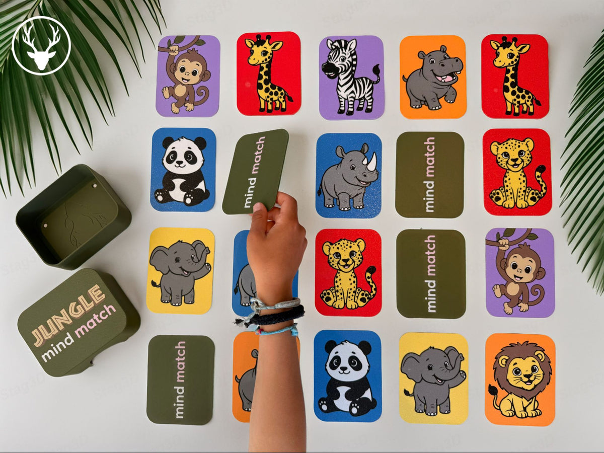 Jungle memory matching game, designed by Stag 3D